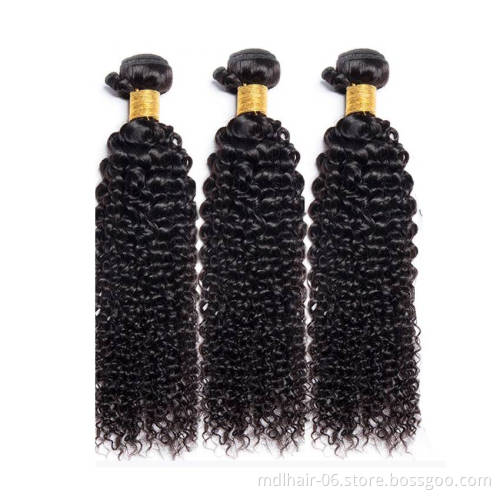 Raw Curly Brazilian Hair Bundles Human Hair Extension Vendors Wholesale Bundles With Frontal Closures